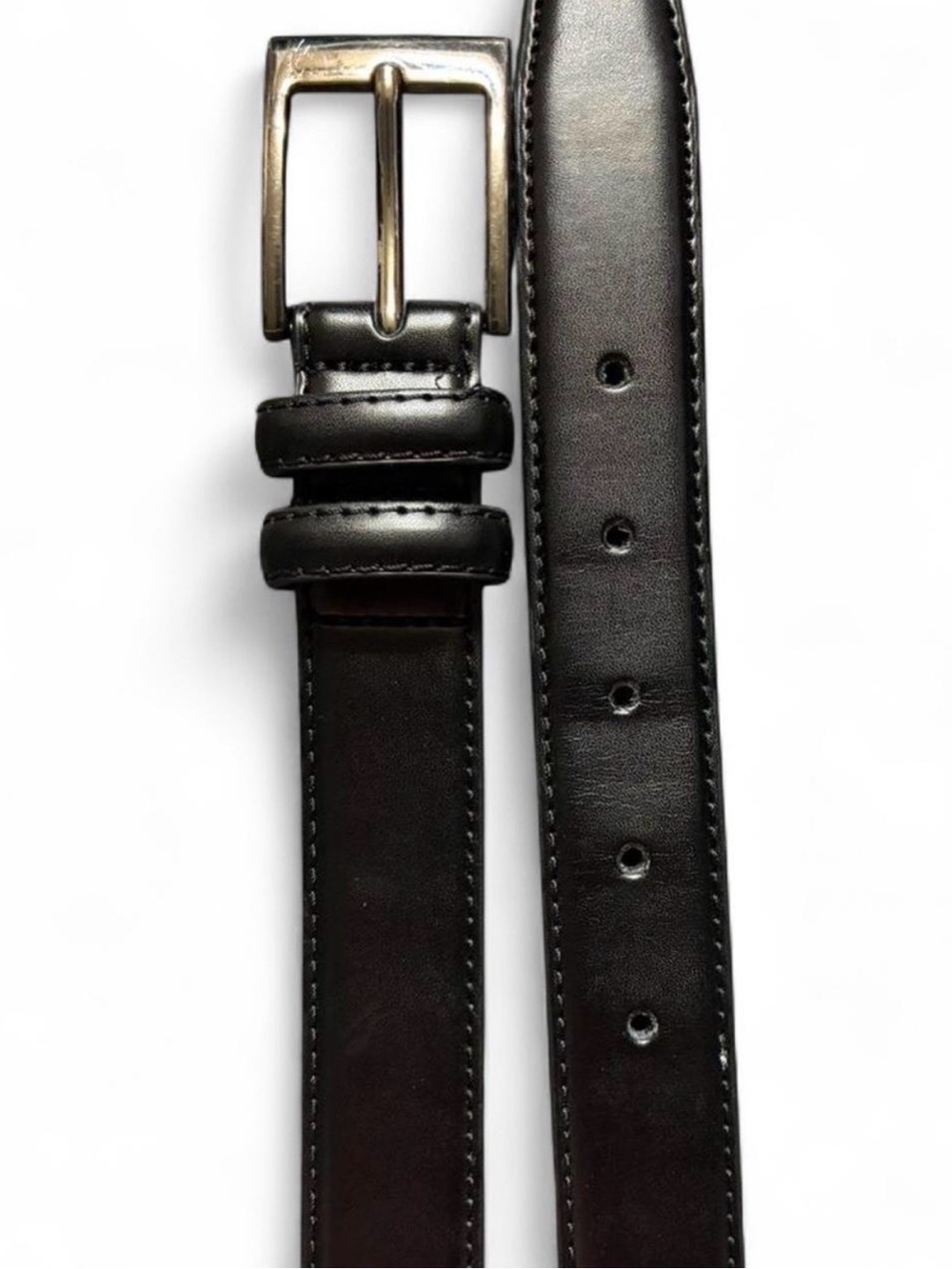 Mio Marino Collection Black leather belt silver buckle 36”